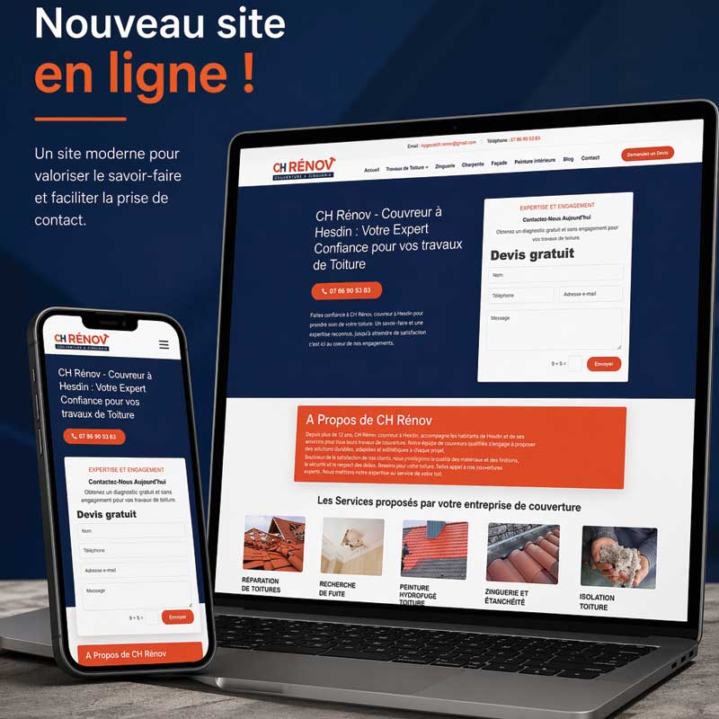 création site internet et référencement pour site de couvreur, webmaster Sorrus