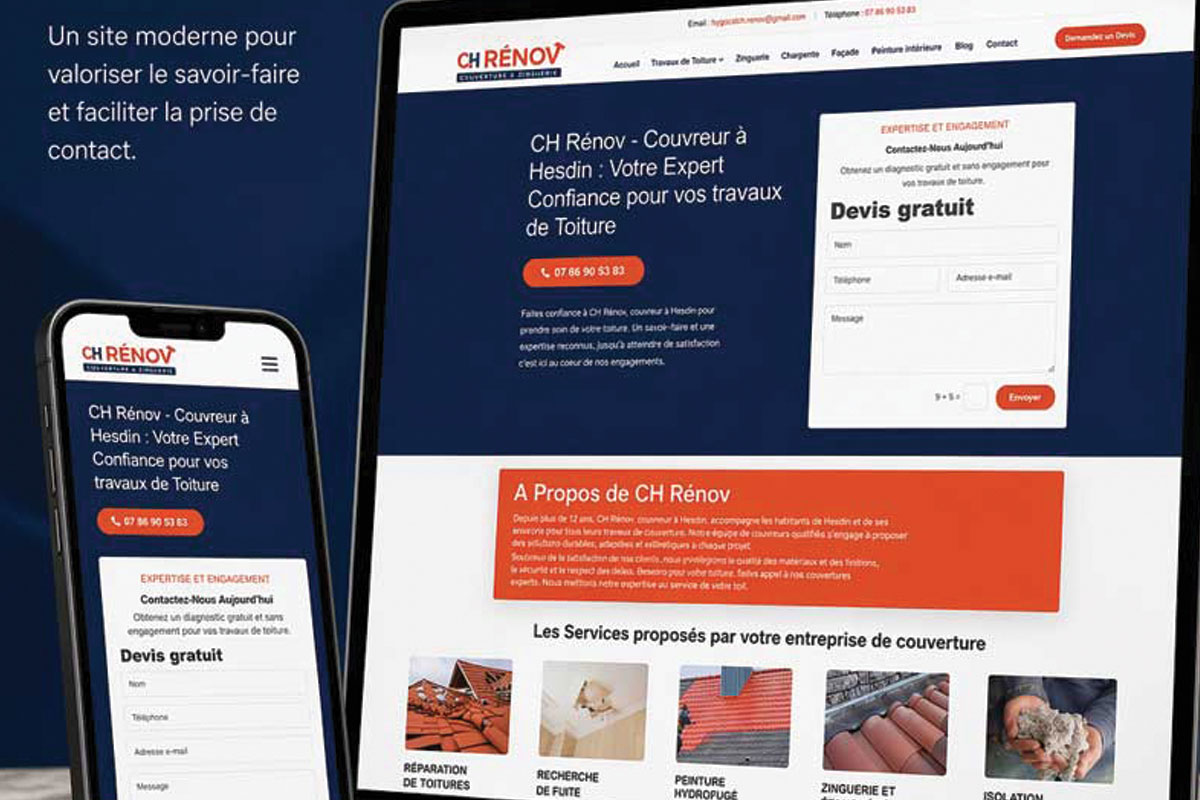 Site internet et référencement pour couvreur à Hesdin
