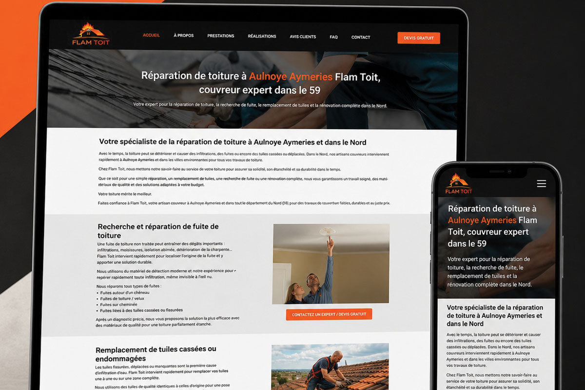 Site internet et référencement pour couvreur à Maubeuge