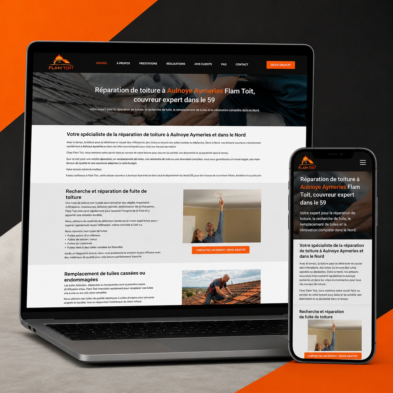 Site internet pour couvreur, agence de communication Sorrus